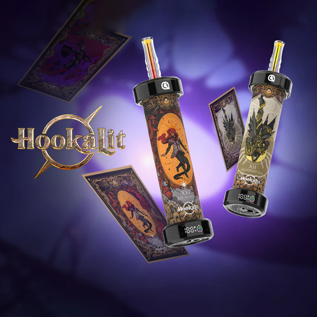 Olit Hookalit 40000 Vape devices with artistic designs on a purple background