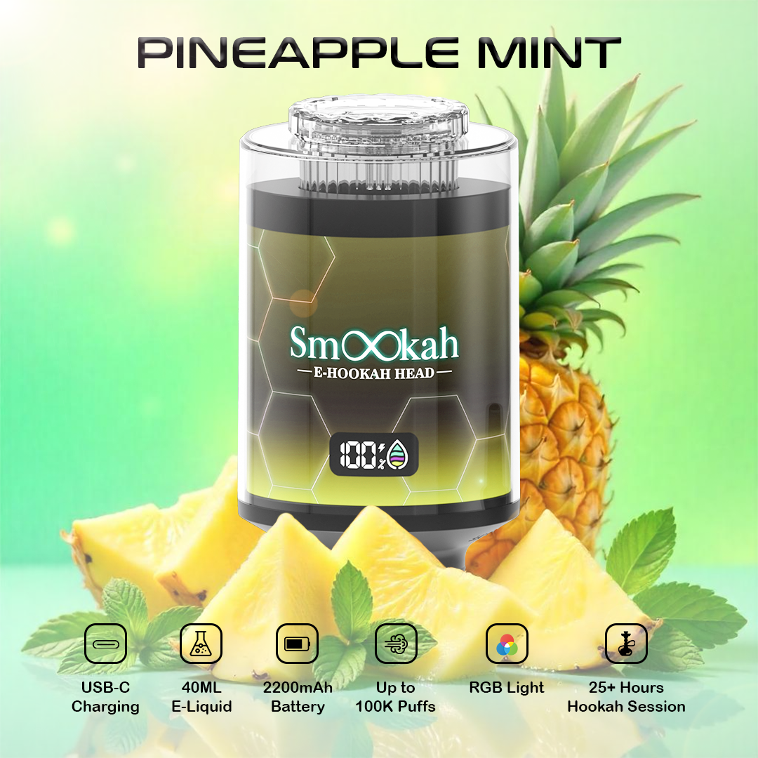 Smookah 2 in 1 hookah vape with pineapples on a green background